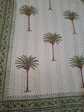 Load image into Gallery viewer, Haven ~coastal palm kantha blanket ~ green