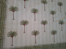 Load image into Gallery viewer, Haven ~coastal palm kantha blanket ~ green