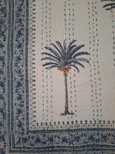 Load image into Gallery viewer, Haven ~coastal palm kantha blanket ~ blue