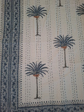 Load image into Gallery viewer, Haven ~coastal palm kantha blanket ~ blue
