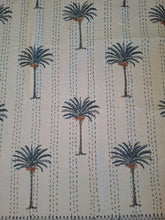 Load image into Gallery viewer, Haven ~coastal palm kantha blanket ~ blue
