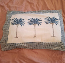 Load image into Gallery viewer, Pillow slip pair "palm" blue
