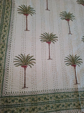 Load image into Gallery viewer, Haven ~coastal palm kantha blanket ~ green
