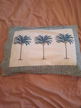 Load image into Gallery viewer, Pillow slip pair "palm" blue
