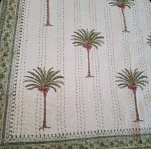 Load image into Gallery viewer, Haven ~coastal palm kantha blanket ~ green
