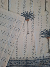 Load image into Gallery viewer, Haven ~coastal palm kantha blanket ~ blue
